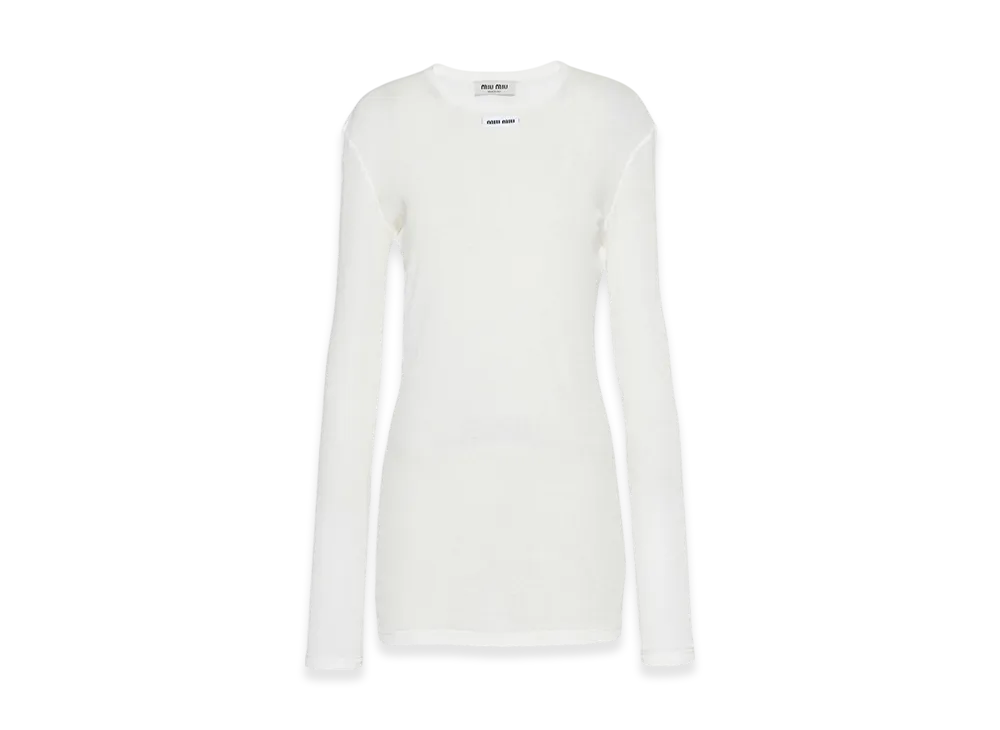MIU MIU Women's Ribbed Knit Jersey Dress "White"