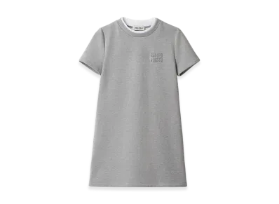 MIU MIU Women's Embroidered Cotton Fleece Dress "Grey"