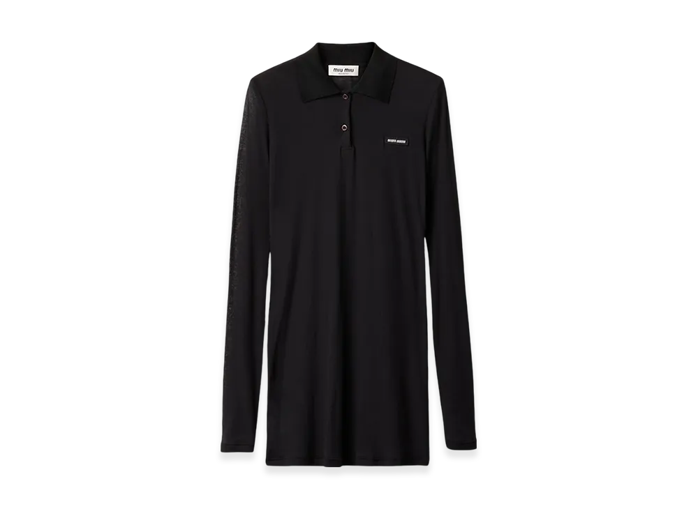 MIU MIU Women's Ribbed Jersey Mini-Dress "Black"
