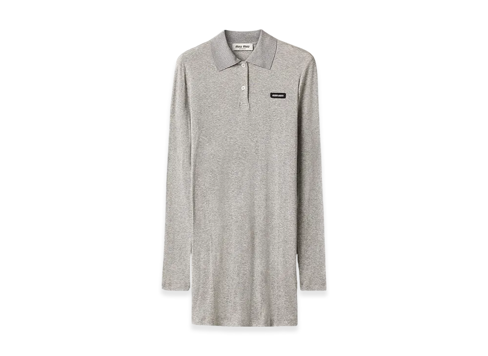 MIU MIU Women's Ribbed Jersey Mini-Dress "Grey"