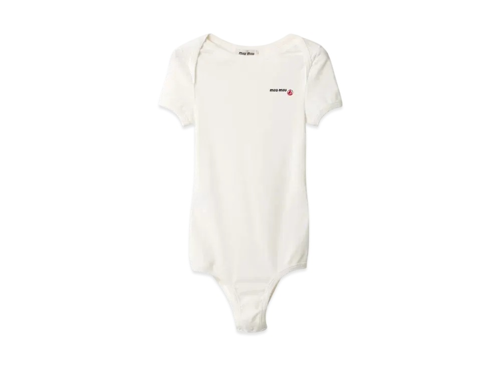 Petit Bateau x MIUMIU Women's Stretch Jersey Bodysuit "White"