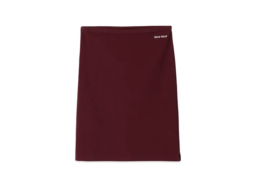 MIU MIU Cotton Pique Skirt "Amaranth Red/Maze Yellow"