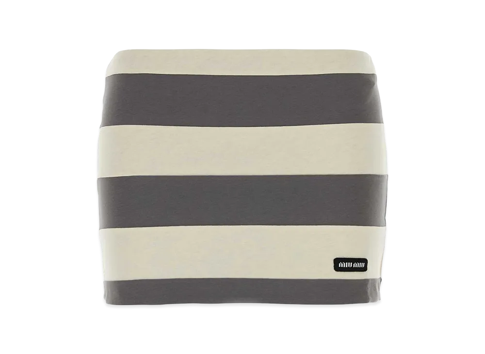MIU MIU Women's Embroidered Cotton Mini Skirt "Stripped"