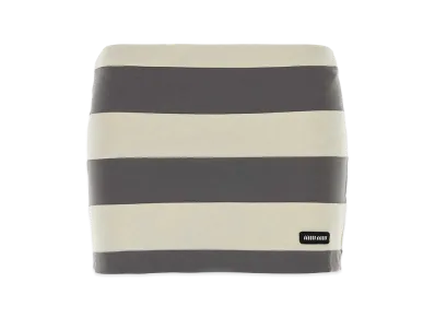 MIU MIU Women's Embroidered Cotton Mini Skirt "Stripped"