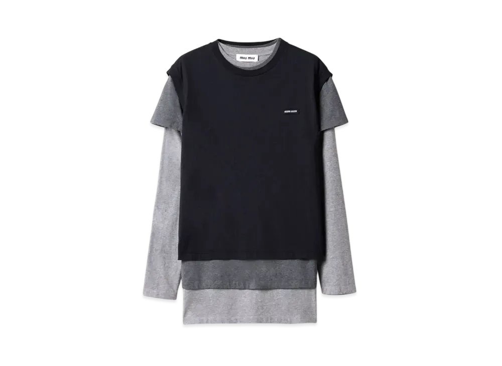 MIUMIU Set Of 3 Jersey T-Shirts "Black/Gray/Gray"