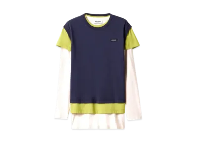 MIUMIU Set Of 3 Jersey T-Shirts "Navy/Yellow Green/Ivory"