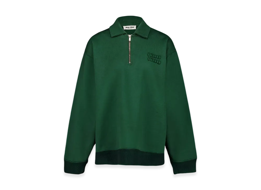 MIU MIU Women's Cotton Polo Sweatshirt "Green"