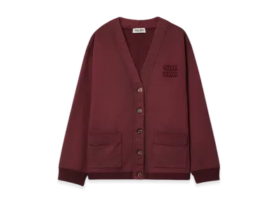 MIU MIU Cotton Fleece Cardigan "Amaranth Red/Maze Yellow"