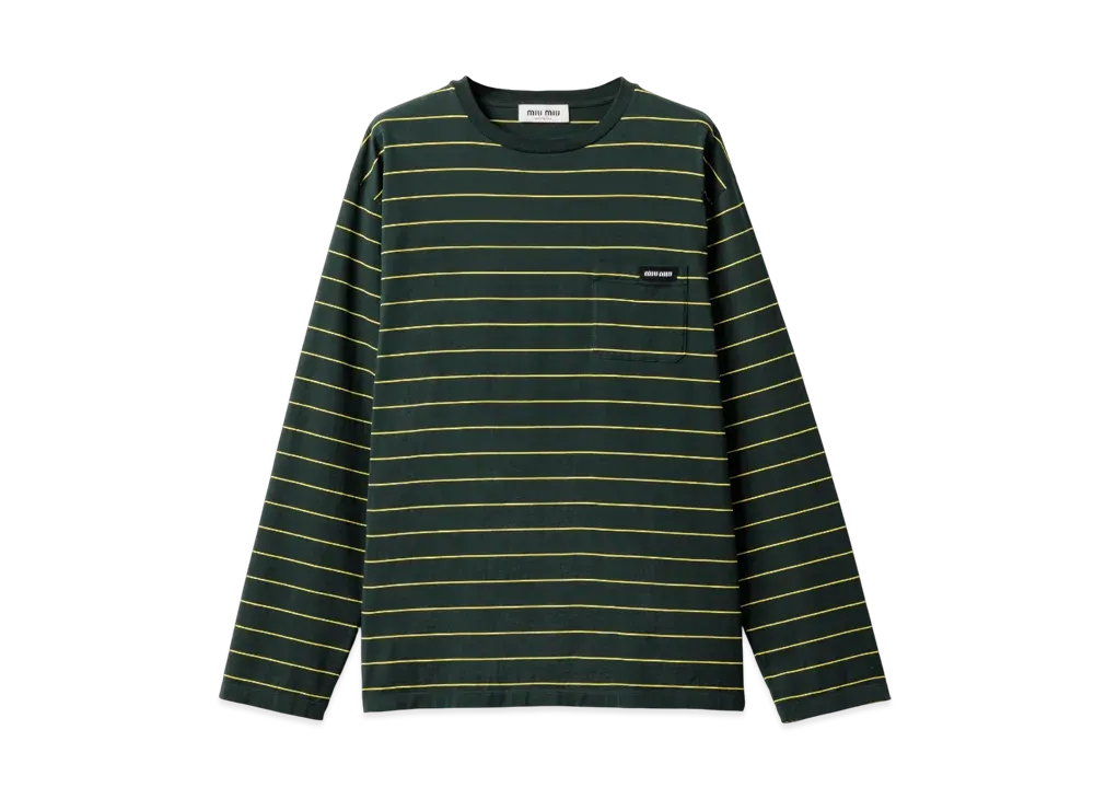 ミュウミュウ ウィメンズ コットンジャージー 長袖Tシャツ 
