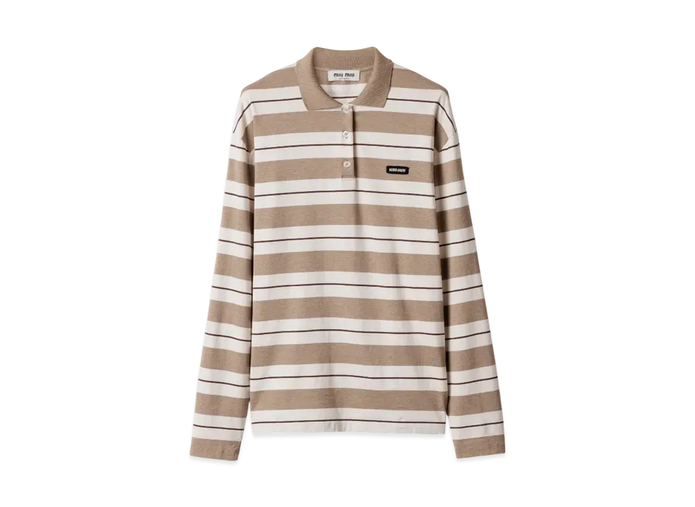 MIUMIU Women's Cotton Jersey Polo Shirt "Natural/Chord"