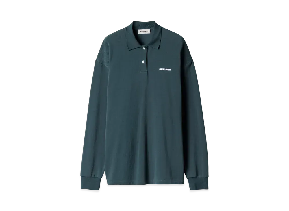 MIUMIU Women's Cotton Pique Polo Shirt "Green"