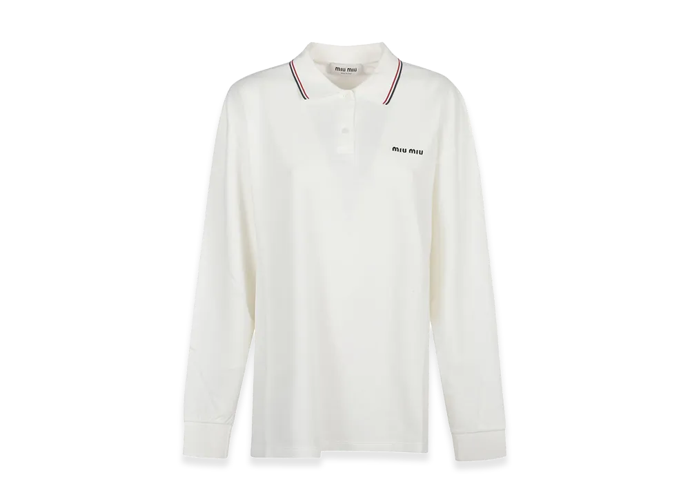MIU MIU Women's Long Sleeve Polo Shirt "White"