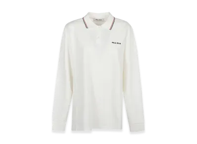 MIU MIU Women's Long Sleeve Polo Shirt "White"