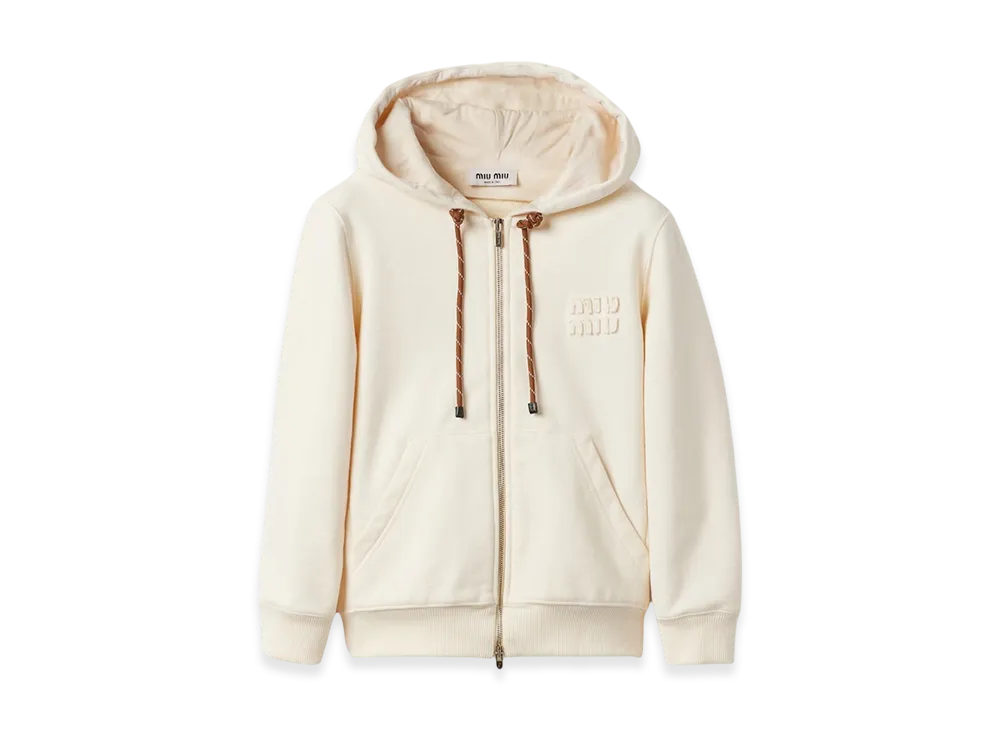 MIU MIU Women's Cotton Fleece Zipper Jacket "Natural"