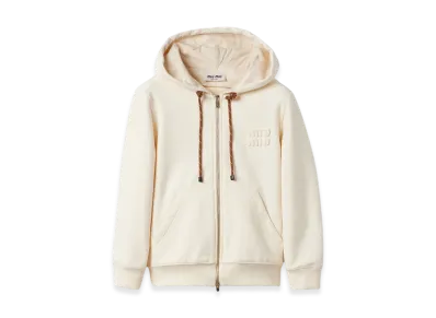 MIU MIU Women's Cotton Fleece Zipper Jacket "Natural"