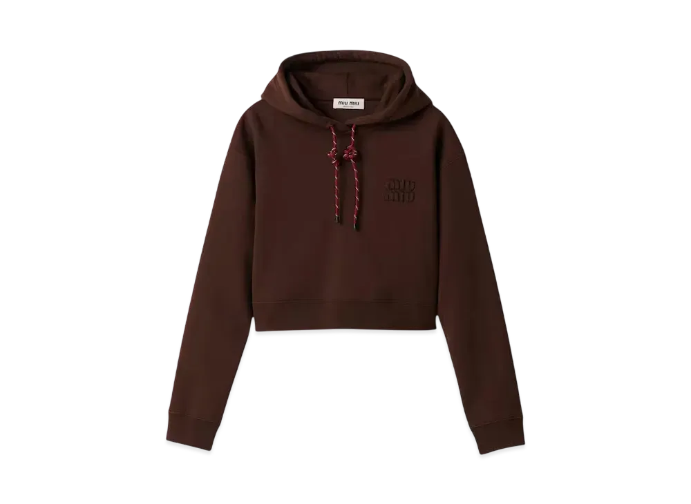 MIUMIU Women's Cotton Fleece Hoodie "Dark Brown"