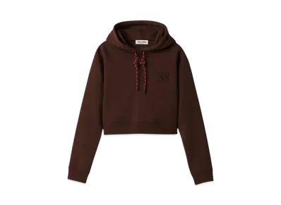 MIUMIU Women's Cotton Fleece Hoodie "Dark Brown"