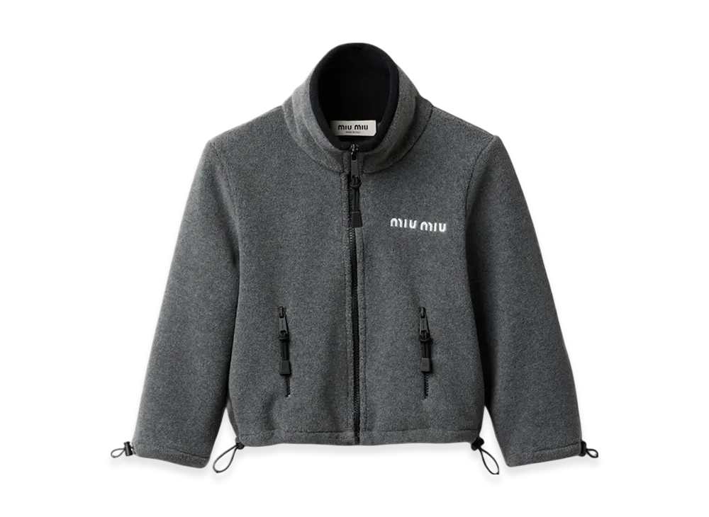 MIU MIU Women's Cotton Fleece Cropped Sweatshirt "Grey"