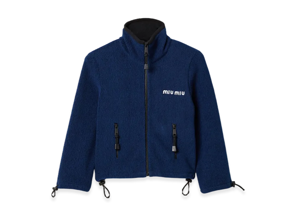 MIU MIU Women's Cotton Fleece Cropped Sweatshirt "Blue"