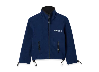 MIU MIU Women's Cotton Fleece Cropped Sweatshirt "Blue"