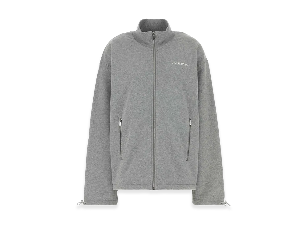 MIU MIU Women's Melange Cotton Oversize Sweatshirt "Gray"