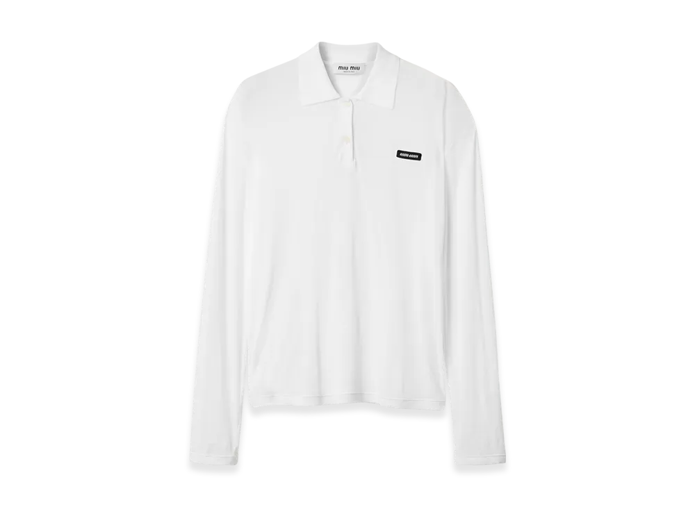 MIU MIU Ribbed Jersey Polo Shirt "White"