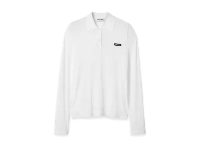 MIU MIU Ribbed Jersey Polo Shirt "White"