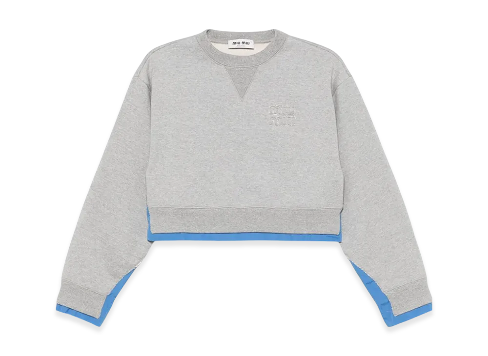 MIU MIU Women's Poplin Crewneck Sweatshirt "Grey"