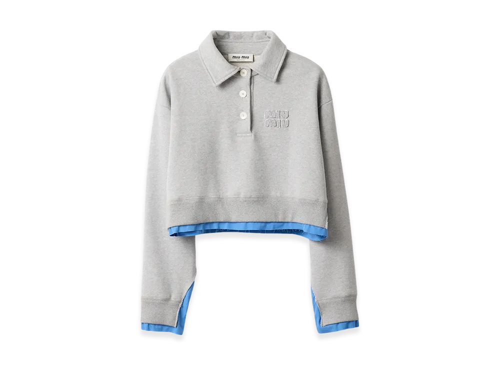 MIU MIU Women's Cotton Fleece and Poplin Sweatshirt "Grey"