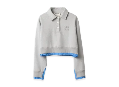 MIU MIU Women's Cotton Fleece and Poplin Sweatshirt "Grey"