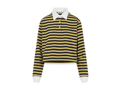 MIU MIU Women's Striped Long Sleeve Polo Shirt "Multicolor"