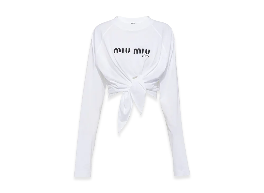 MIU MIU Women's Long Sleeve Jersey T-Shirt "White"