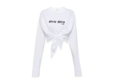 MIU MIU Women's Long Sleeve Jersey T-Shirt "White"