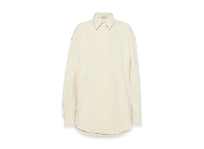 MIU MIU Women's Oversized Cotton Shirt with Embroidered Logo "Ivory"
