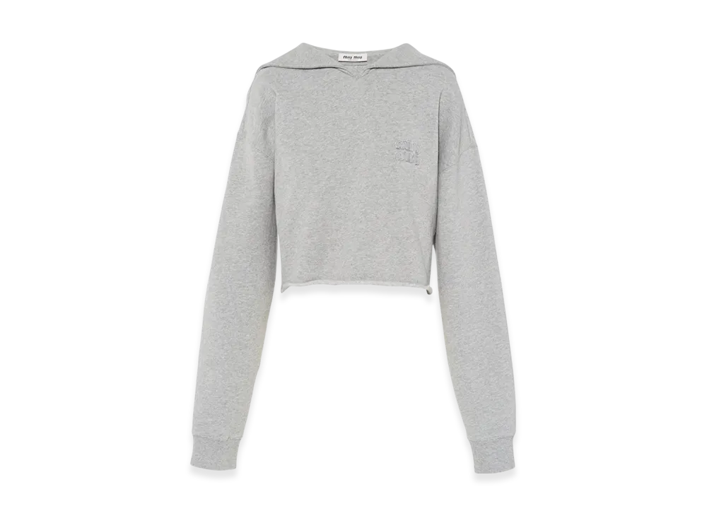 MIU MIU Women's Embroidered Cotton Sweatshirt "Grey"