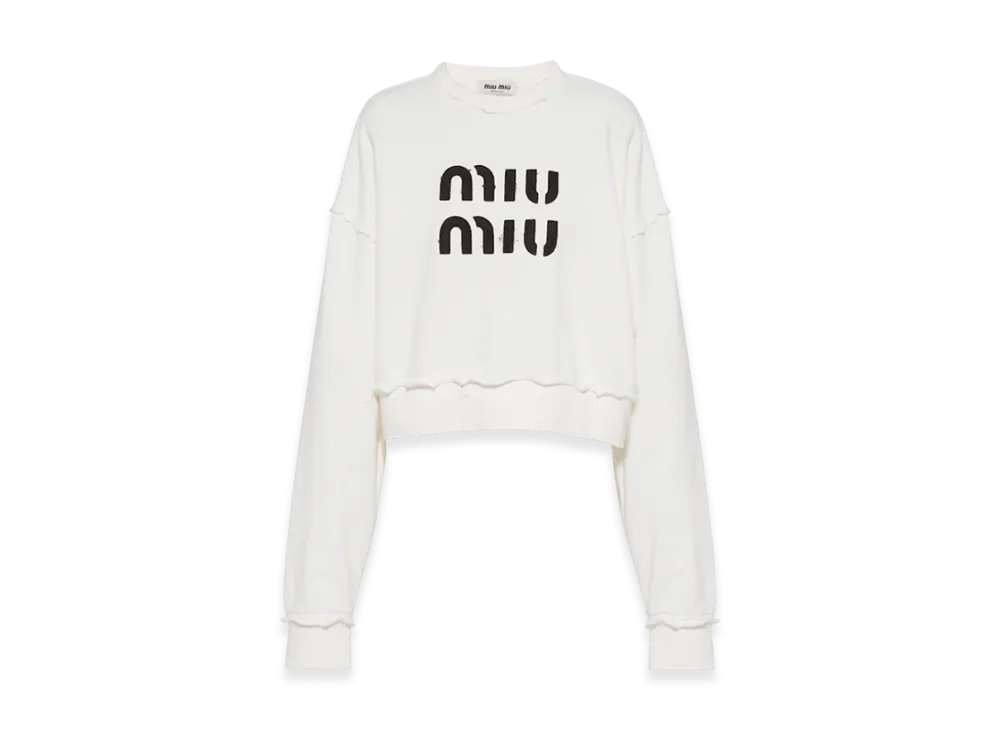 MIU MIU Women's Embroidered Cotton Sweatshirt "White"