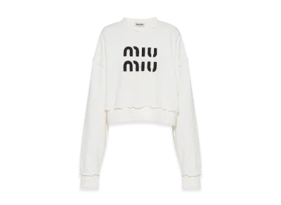 MIU MIU Women's Embroidered Cotton Sweatshirt "White"