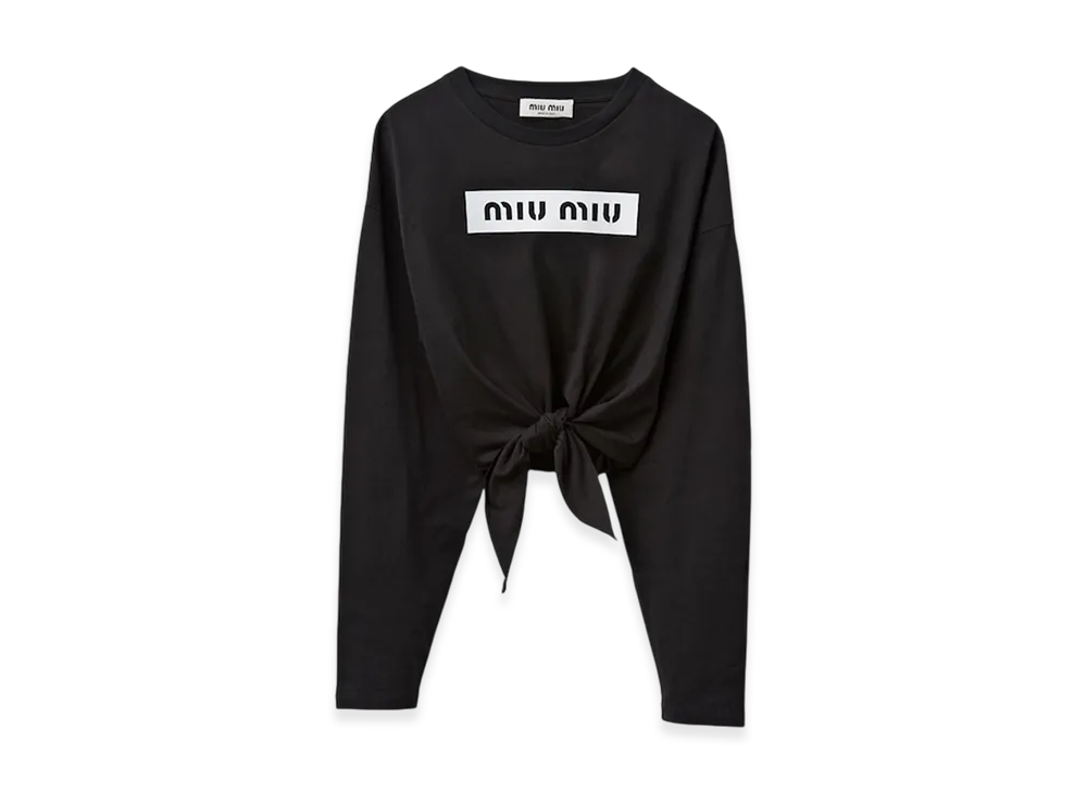 MIU MIU Women's Printed Cotton Jersey T-Shirt "Black"