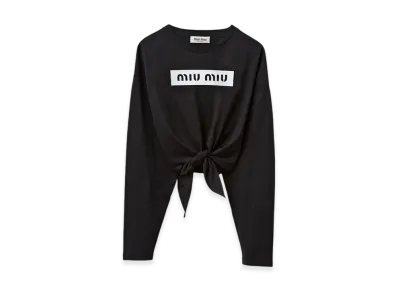 MIU MIU Women's Printed Cotton Jersey T-Shirt "Black"