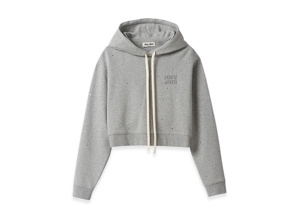 MIU MIU Women's Cotton Fleece Hoodie "Grey"