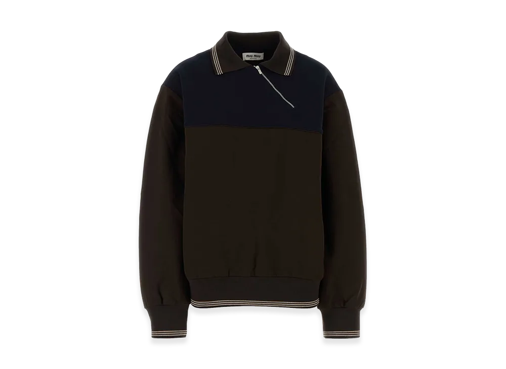 MIU MIU Women's Two-Tone Viscose Blend Oversize Sweatshirt "Brown"