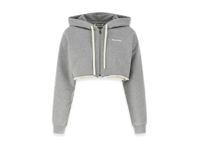 MIU MIU Women's Cropped Hoodie "Gray"