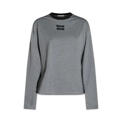 MIU MIU Women's T-Shirt "Grigio/Nero"
