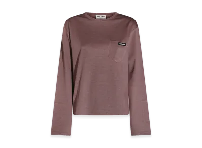 MIU MIU Women's Jacquard Jersey Long Sleeve T-Shirt "Bordeaux"