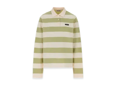 MIU MIU Women's Embroidered Cotton Polo Shirt "Stripped"