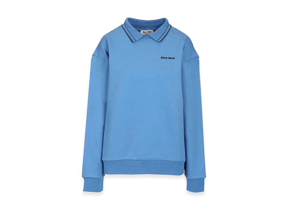 MIU MIU Women's Cerulean Cotton Oversize Polo Shirt "Lightblue/Blue"