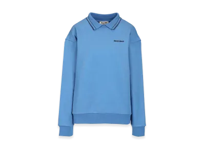 MIU MIU Women's Cerulean Cotton Oversize Polo Shirt "Lightblue/Blue"
