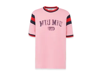 MIU MIU Women's Printed Jersey T-Shirt "Begonia Pink"