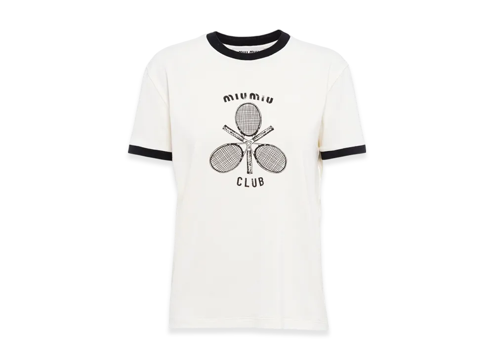 MIU MIU Women's Jersey T-Shirt "Ivory"