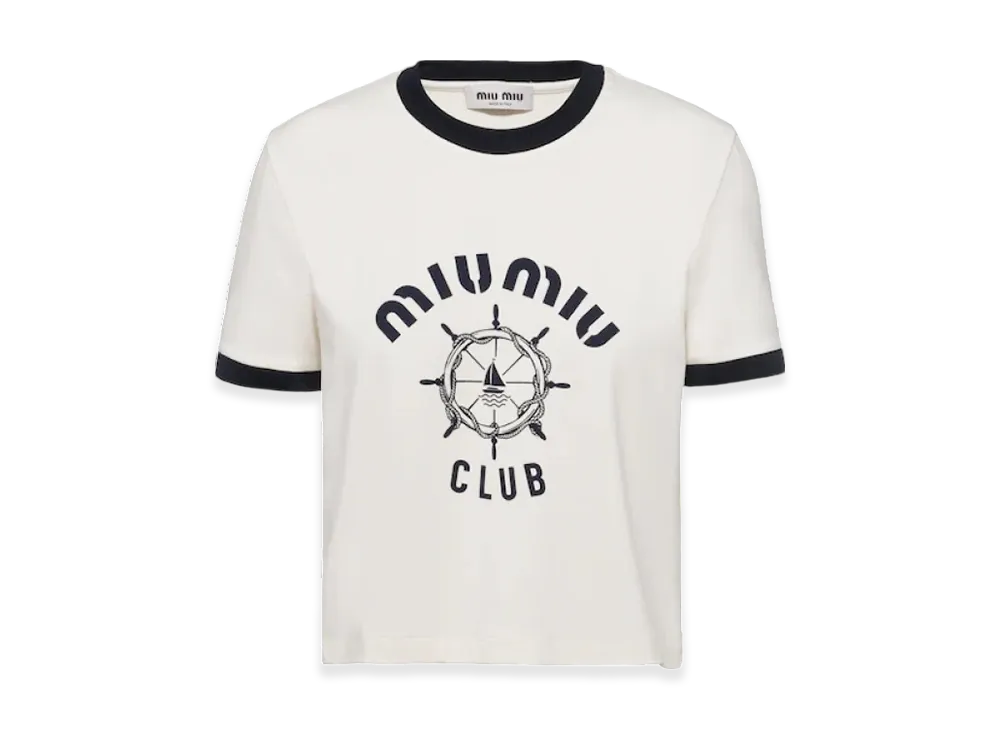 MIU MIU Women's Print Jersey T-Shirt "Ivory"